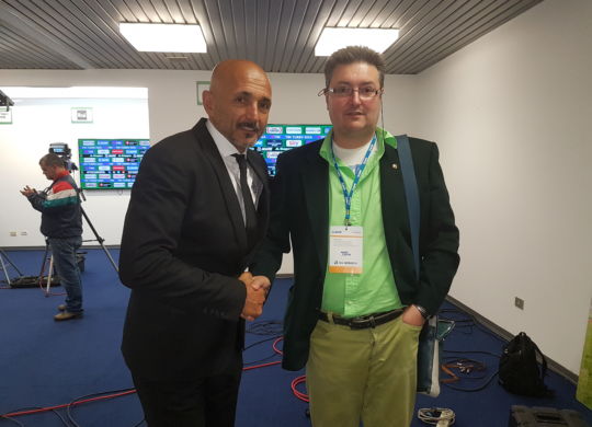 Vanni con l'allenatore della Roma Spalletti