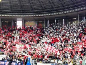 Il tifo dei supporter della Grissin Bon durante una partita di Eurochallenge