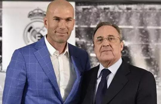 Florentino Perez e Zinedine Zidane, presidente e allenatore del Real Madrid (sport.naij.com)